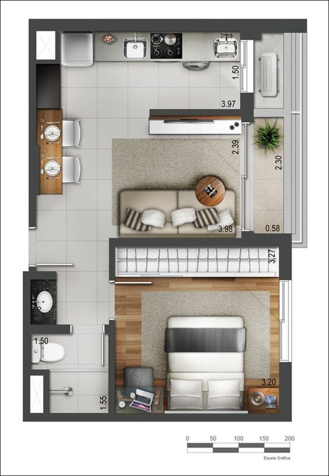 14 mẫu căn hộ một phòng ngủ rất lý tưởng cho người độc thân và vợ chồng trẻ - Ảnh 2.