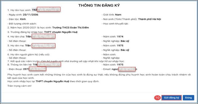 Cách điều chỉnh nguyện vọng nhập học trực tuyến vào lớp 10 THPT công lập tại Hà Nội - Ảnh 6.