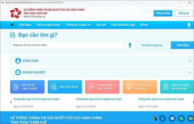 Thừa Thiên Huế công bố hơn 1.300 dịch vụ công trực tuyến toàn trình - Ảnh 1.