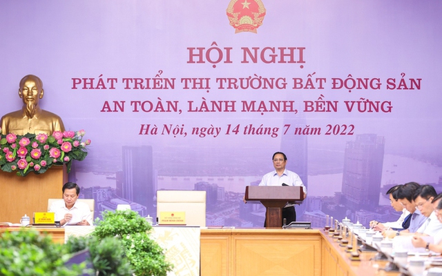 Thủ tướng Phạm Minh Chính chủ trì Hội Nghị phát triển thị trường bất động sản an toàn, lành mạnh, bền vững. Ảnh VGP/Nhật Bắc