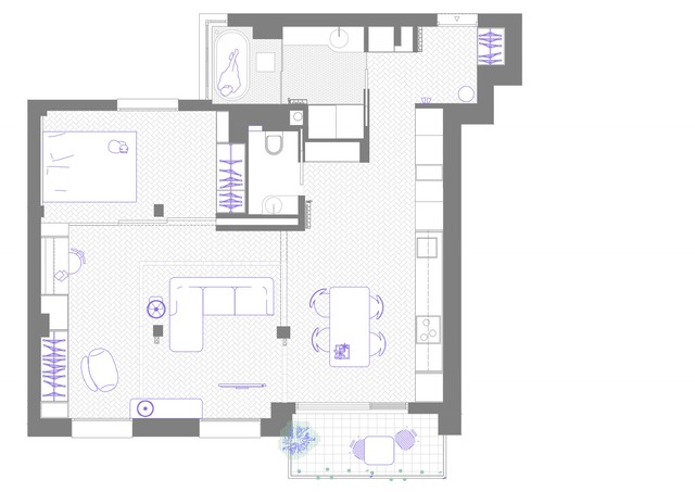 Thiết kế không gian tiện nghi trong căn hộ một phòng ngủ 75 m2 - Ảnh 8.