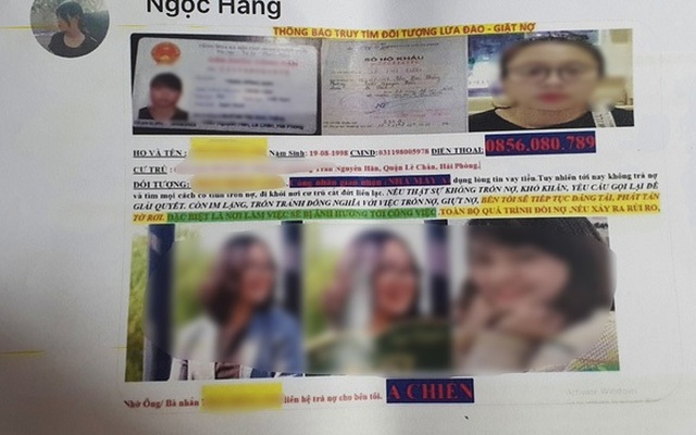 Hình ảnh cá nhân bị bêu xấu trên mạng xã hội với nội dung "trốn nợ" khiến nhiều nhân viên Công ty TNHH Regina Miracle International Việt Nam bị ảnh hưởng tâm lý - Ảnh: TIẾN THẮNG chụp lại