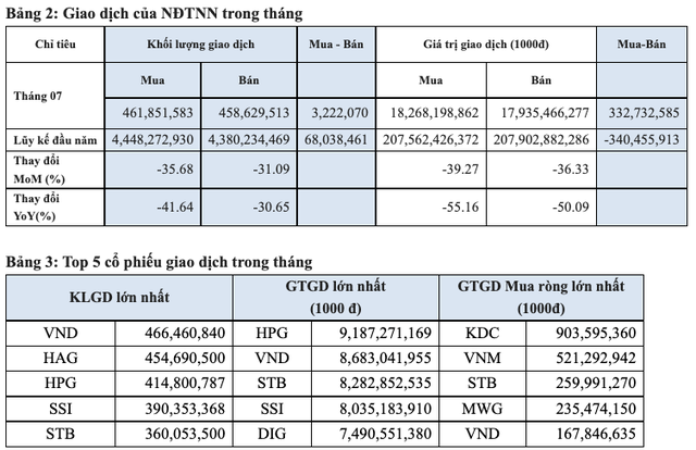 Thanh khoản sàn HoSE tiếp tục hạ nhiệt trong tháng 7/2022, câu lạc bộ vốn hoá 10 tỷ USD chỉ còn 3 đơn vị VIC, VHM và VCB - Ảnh 2.