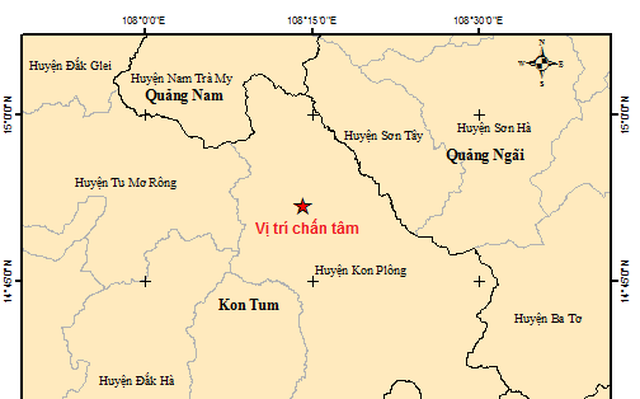 Kon Tum ghi nhận thêm 3 trận động đất trong hôm nay.