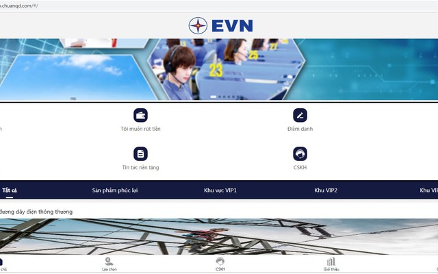 Tập đoàn Điện lực Việt Nam khẳng định, trang web tại địa chỉ https://app.chuanqd.com hoàn toàn không phải của EVN cũng như của bất cứ đơn vị thành viên nào của EVN.