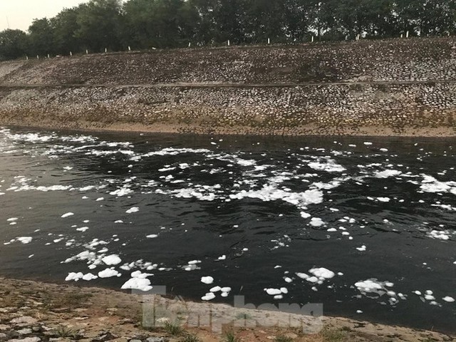  Hà Nội: Bất ngờ kênh dẫn nước Yên Sở bọt trắng như băng đổ ra sông Hồng - Ảnh 4.