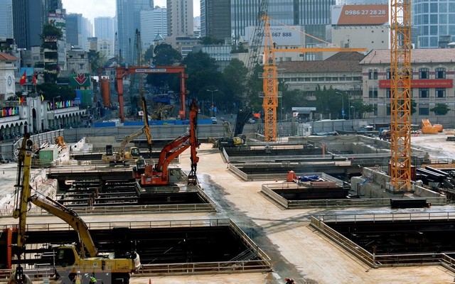 Một góc nhà ga Bến Thành (quận 1, TP Hồ Chí Minh), công trường dự án Metro số 1 Bến Thành - Suối Tiên. Ảnh tư liệu (minh họa): Hoàng Hải/TTXVN