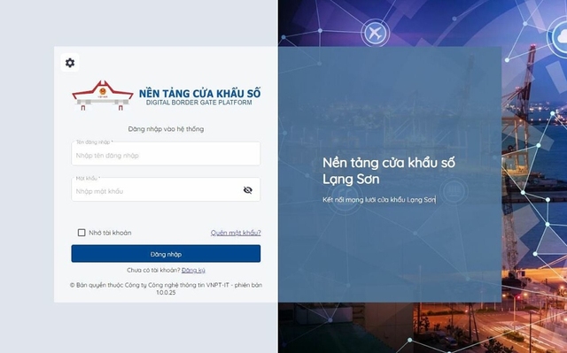 Website nền tảng cửa khẩu số của Lạng Sơn.