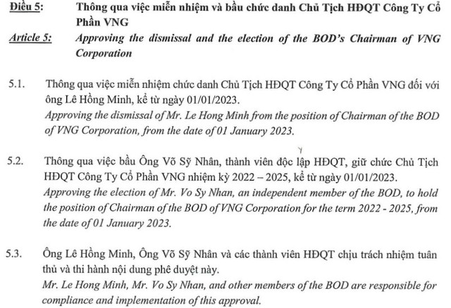 Ông Lê Hồng Minh không còn là Chủ tịch HĐQT VNG - Ảnh 1.