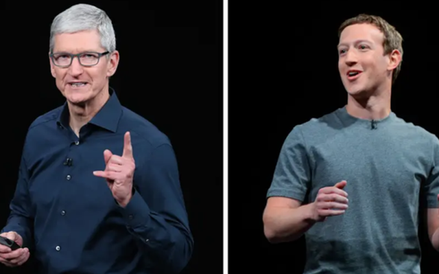 CEO Tim Cook của Apple (trái) và nhà sáng lập Meta Mark Zuckerberg - Ảnh: BUSINESS INSIDER