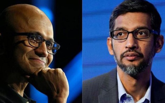 CEO Satya Nadella của Microsoft và CEO Sundar Pichai của Alphabet (Google)