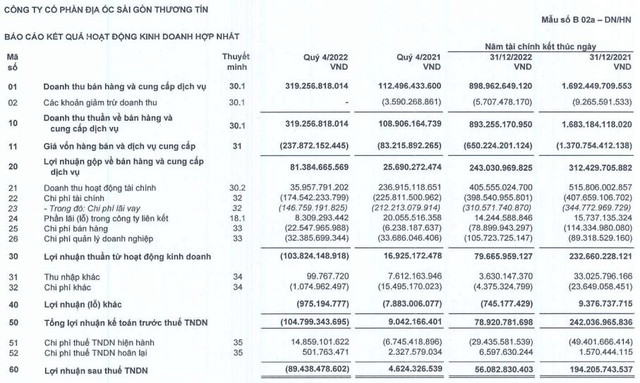 TTC Land (SCR): Doanh thu tăng gấp 3 lần trong quý 4/2022, lợi nhuận cả năm giảm mạnh còn 79 tỷ