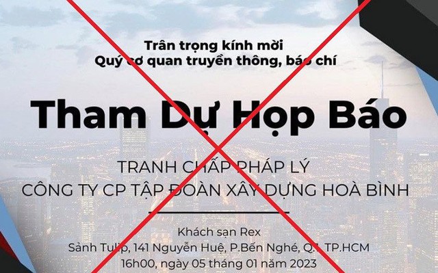 Lan truyền thư mời họp báo về tranh chấp pháp lý, Xây dựng Hoà Bình (HBC) khẳng định không tổ chức