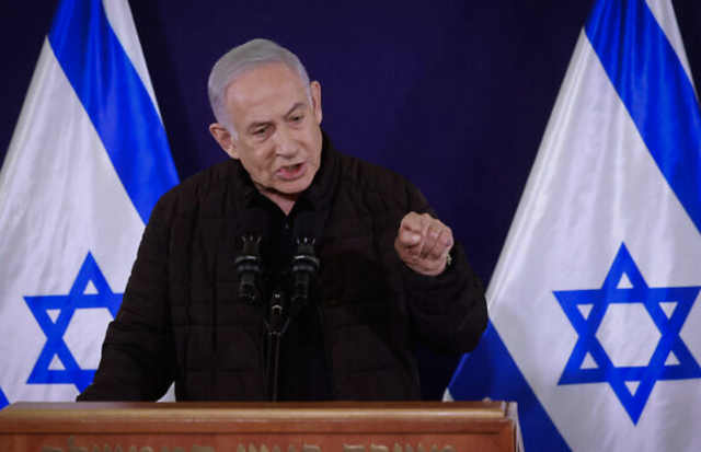 Thủ tướng Benjamin Netanyahu phát biểu về cuộc chiến Israel-Hamas trong cuộc họp báo ngày 11/11/2023. Ảnh: POOL