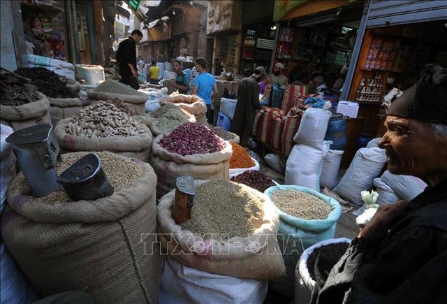 Ngũ cốc được bày bán tại khu chợ ở Cairo, Ai Cập. Ảnh: AFP/TTXVN