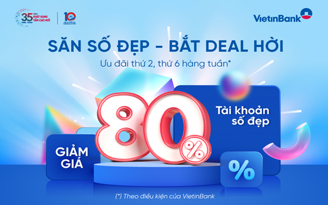 VietinBank giảm sốc phí dịch vụ tài khoản số đẹp và ALIAS