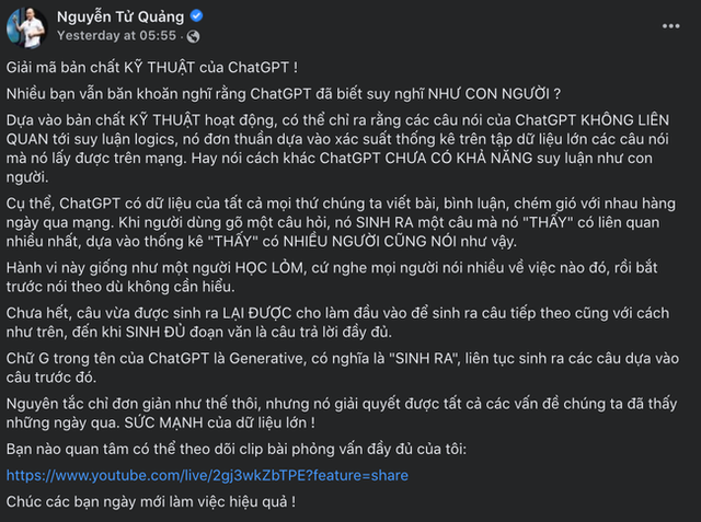 ChatGPT phản hồi ra sao khi bị CEO BKAV Nguyễn Tử Quảng nói học lỏm? - Ảnh 1.