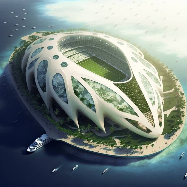 Công trình không tưởng có thể xuất hiện tại World Cup 2026: SVĐ nổi xây dựng bằng vật liệu tái chế, di chuyển hoàn toàn bằng năng lượng tái tạo - Ảnh 3.