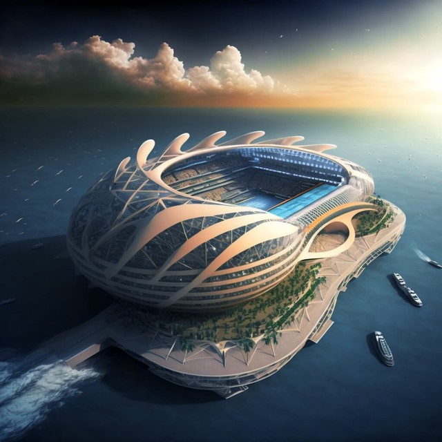 Công trình không tưởng có thể xuất hiện tại World Cup 2026: SVĐ nổi xây dựng bằng vật liệu tái chế, di chuyển hoàn toàn bằng năng lượng tái tạo - Ảnh 2.