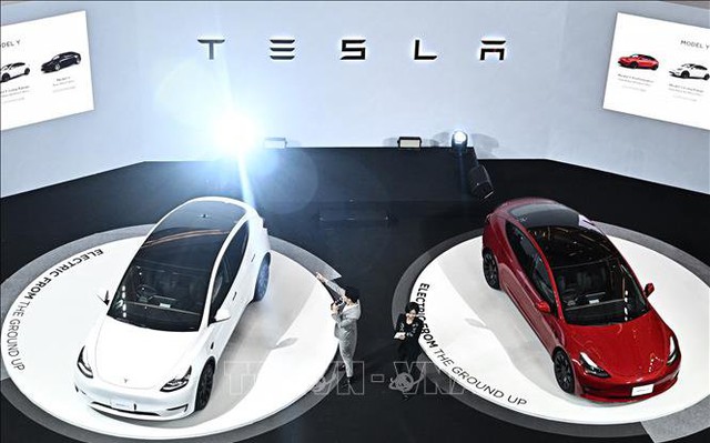Mẫu xe điện Model Ycủa Tesla trưng bày tại Bangkok, Thái Lan. Ảnh minh họa: AFP/TTXVN
