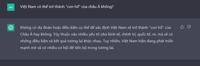 Chatbot siêu AI ChatGPT nói gì về việc Việt Nam sẽ trở thành “con hổ” của châu Á? - Ảnh 1.