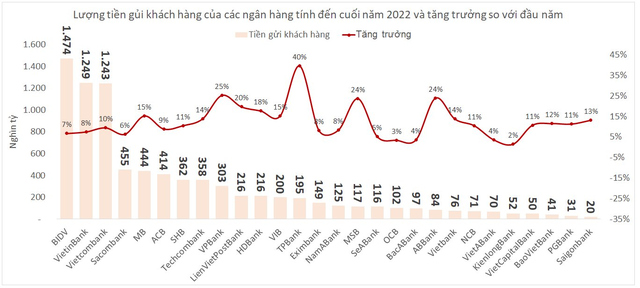 Top 10 ngân hàng huy động được nhiều tiền gửi khách hàng nhất năm 2022 - Ảnh 1.