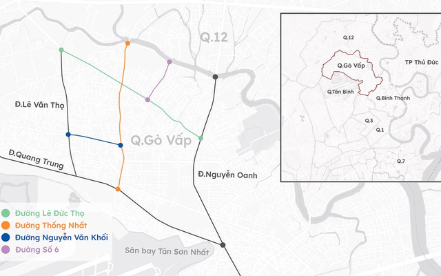 Bốn cung đường ở quận Gò Vấp được đề xuất mở rộng.