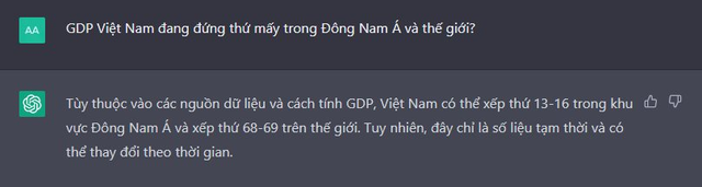 Sông có khúc, AI có lúc: Đông Nam Á có 11 nước mà ChatGPT nói GDP của Việt Nam có thể xếp thứ... 13 - Ảnh 1.
