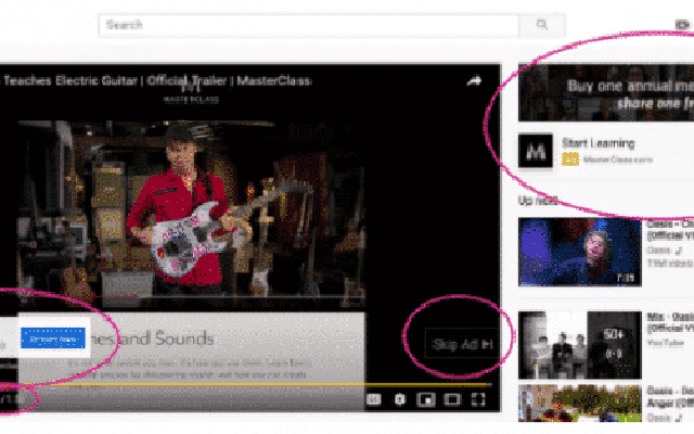 Các quảng cáo xuất hiện dưới video trên YouTube khiến người dùng khó chịu. Ảnh minh họa: Hootsuite