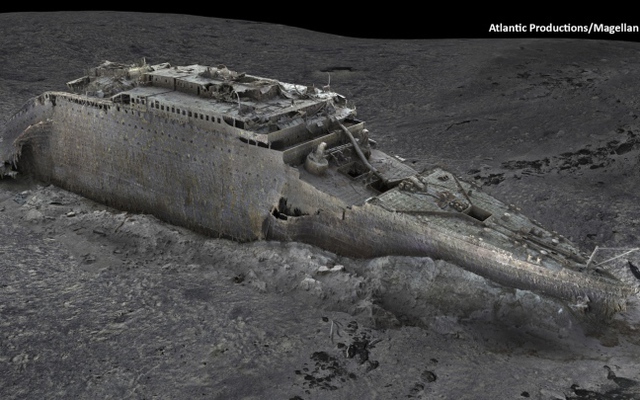 Lần đầu công bố hình ảnh 3D xác tàu Titanic dưới đáy Đại Tây Dương