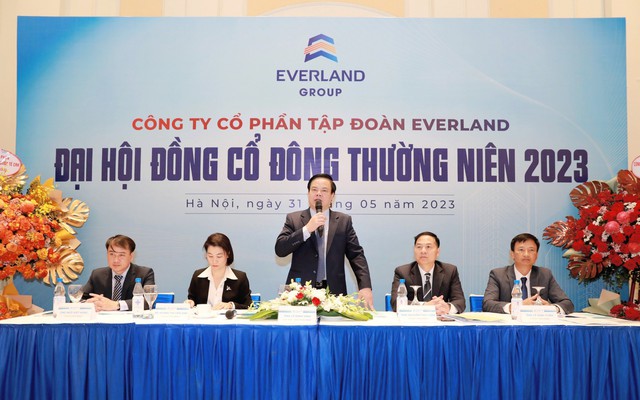 Ông Lê Đình Vinh - Chủ tịch HĐQT Tập đoàn Everland phát biểu tại đại hội.