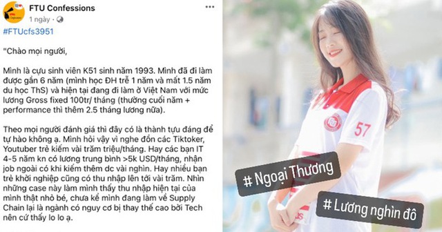 Xôn xao cựu sinh viên Ngoại thương lên mạng than áp lực vì lương chỉ hơn 100 triệu/tháng, netizen: "Có thôi đi không hả?"