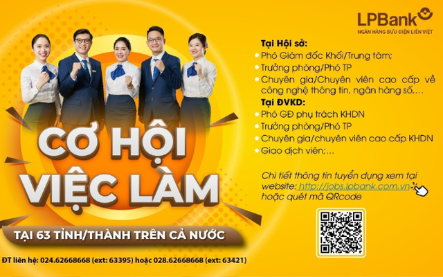 Hàng ngàn cơ hội việc làm trải dài 63 tỉnh, thành với LPBank!