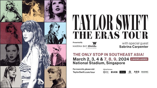 Singapore là điểm dừng chân duy nhất tại ĐNA của Taylor Swift|The Eras Tour trong năm 2024, đặc quyền mua vé sớm cho chủ thẻ ngân hàng UOB
