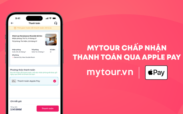 Mytour - Ứng dụng du lịch Việt đầu tiên triển khai thanh toán Apple Pay