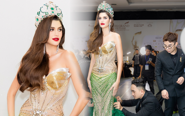 Hoa hậu đẹp nhất thế giới năm 2022 đọ sắc tại chung kết Miss Grand Vietnam 2023: 1 chi tiết trên váy khiến vẻ đẹp sáng bừng