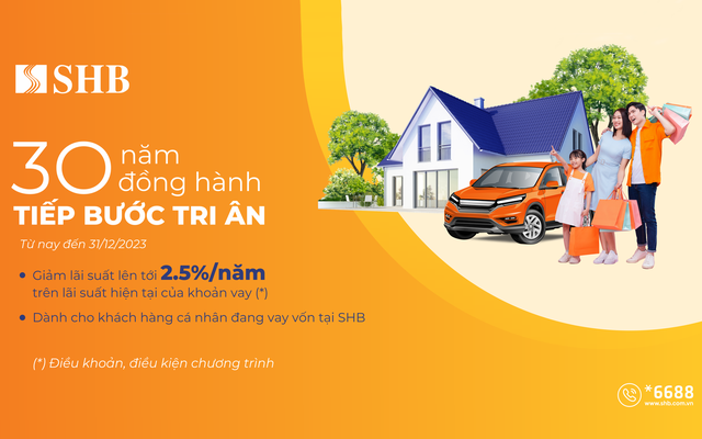 SHB giảm lãi suất cho vay tới 2,5%/năm hỗ trợ khách hàng cá nhân