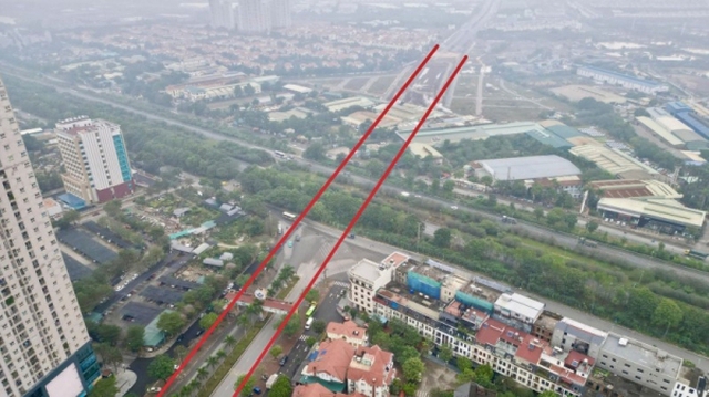 Khu vực xây dựng hầm chui nút giao Vành đai 3.5 với Đại lộ Thăng Long.