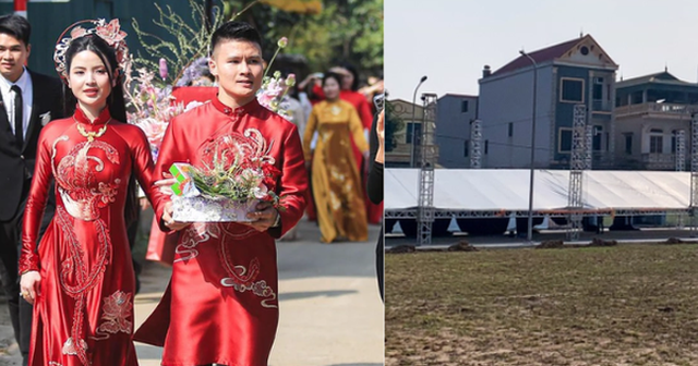 Quang Hải tổ chức đám cưới tại hai địa điểm, dựng rạp siêu hoành tráng ở sân vận động