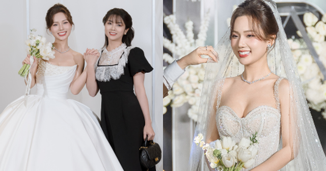 Lễ cưới của diễn viên Vbiz và chồng doanh nhân: Cô dâu diện váy 200 triệu khoe nhan sắc mỹ miều, dàn sao đổ bộ chúc mừng