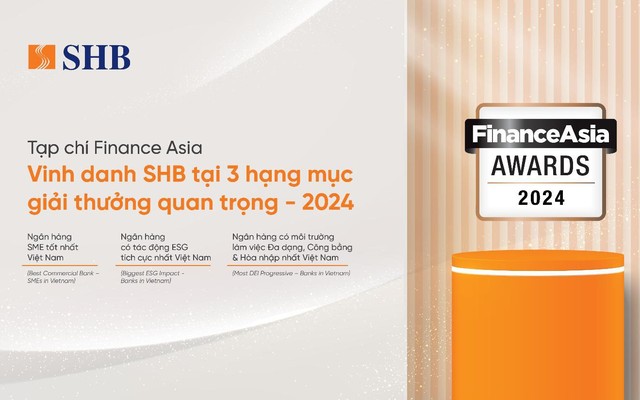 SHB chiến thắng 03 giải thưởng quan trọng tại FinanceAsia Awards 2024