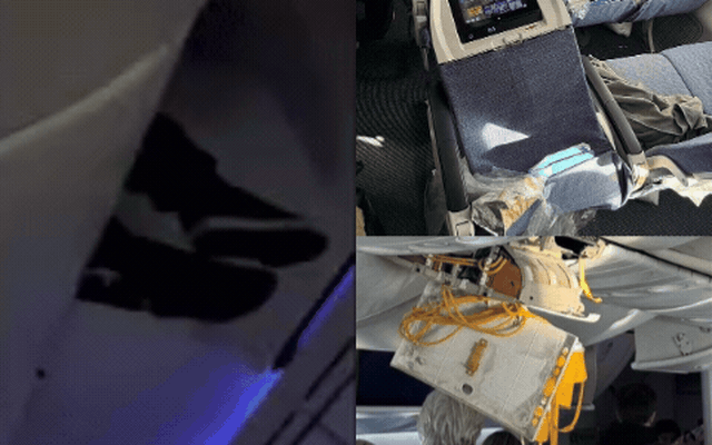 NÓNG: Sự cố kinh hoàng khiến trần máy bay bị xé toạc, hành khách treo "lủng lẳng" trên khoang hành lý, hàng chục người phải nhập viện