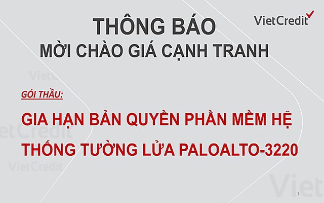 VietCredit thông báo mời chào giá cạnh tranh