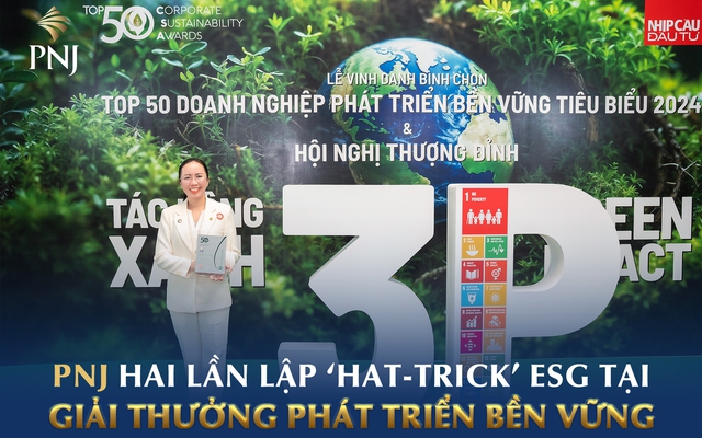 PNJ hai lần lập “hat-trick” ESG tại giải thưởng phát triển bền vững