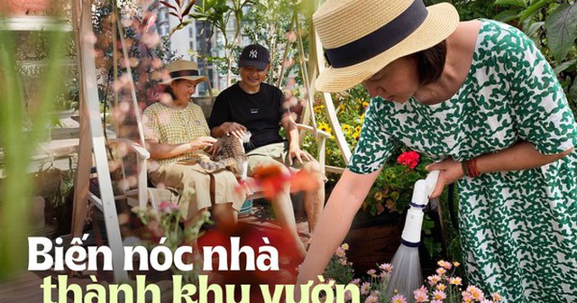 Cặp vợ chồng tạo ra một "trang trại trên không" tràn ngập hoa tươi, trái cây và rau củ, sống cuộc đời an nhiên!