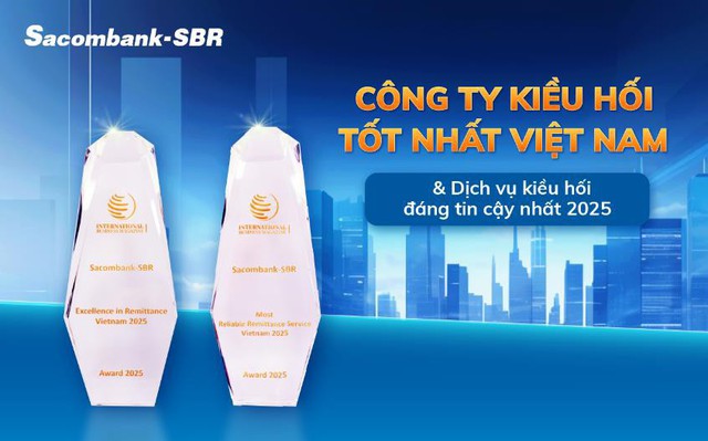 Sacombank-SBR nhận “cú đúp” giải thưởng kiều hối Tạp chí Quốc tế IBM