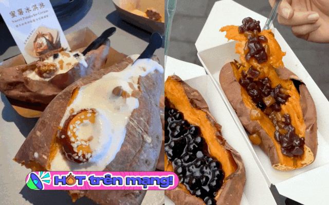 Cầm củ khoai nướng nóng hổi "mix" kem lạnh và trân châu: Trải nghiệm ẩm thực khiến hội chị em "xỉu up xỉu down"