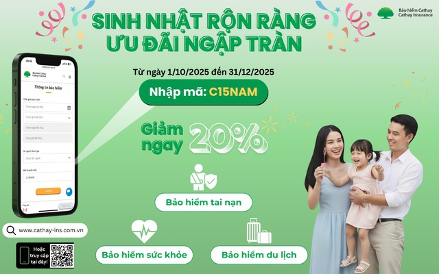 Cathay Việt Nam kỷ niệm 15 năm thành lập:  Sinh nhật rộn ràng – Ưu đãi ngập tràn