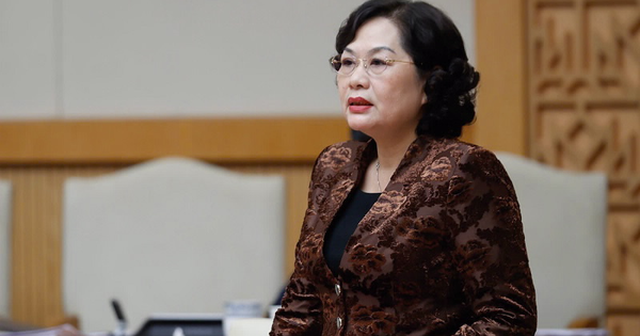 Thống đốc Nguyễn Thị Hồng phát biểu tại phiên họp phiên họp Chính phủ thường kỳ tháng 3/2025 - Ảnh: Nhật Bắc
