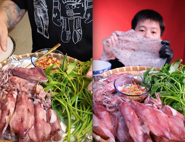 Đu trend ăn mực hấp cuốn rau muống sống, 1 TikToker bị đau bụng, dân mạng liền nghĩ ngay tới lý do này Đu trend ăn mực hấp cuốn rau muống sống, 1 TikToker bị đau bụng, dân mạng liền nghĩ ngay tới lý do này